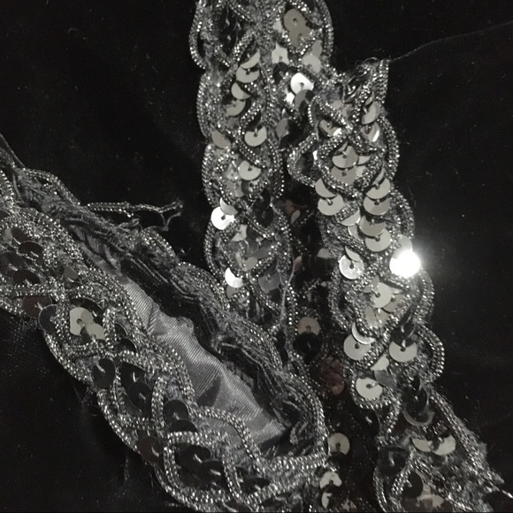 Vintage Black Velour Jacket With Sequined Trim - Picture 10 of 11